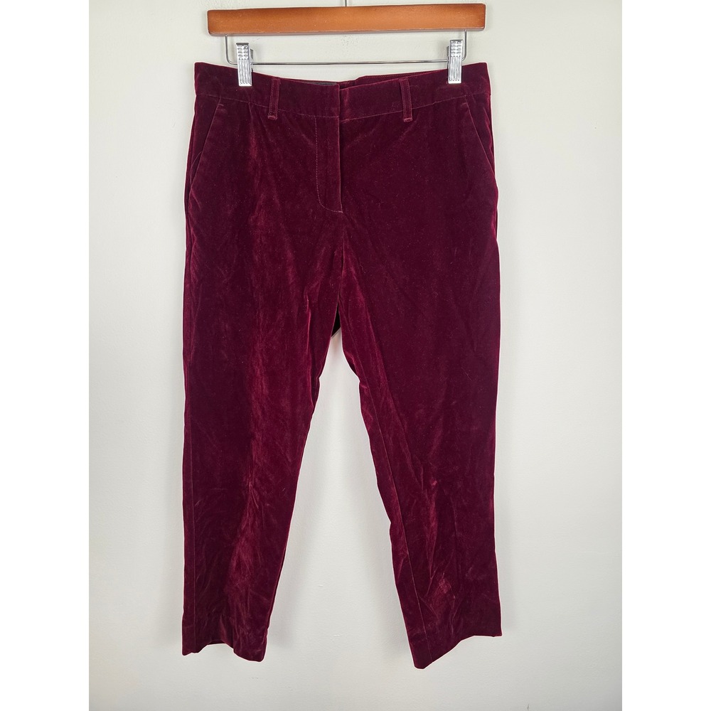 Wildfang Burgundy Empower Velvet Crop Pant Tapered Trousers WFB407 Size 6